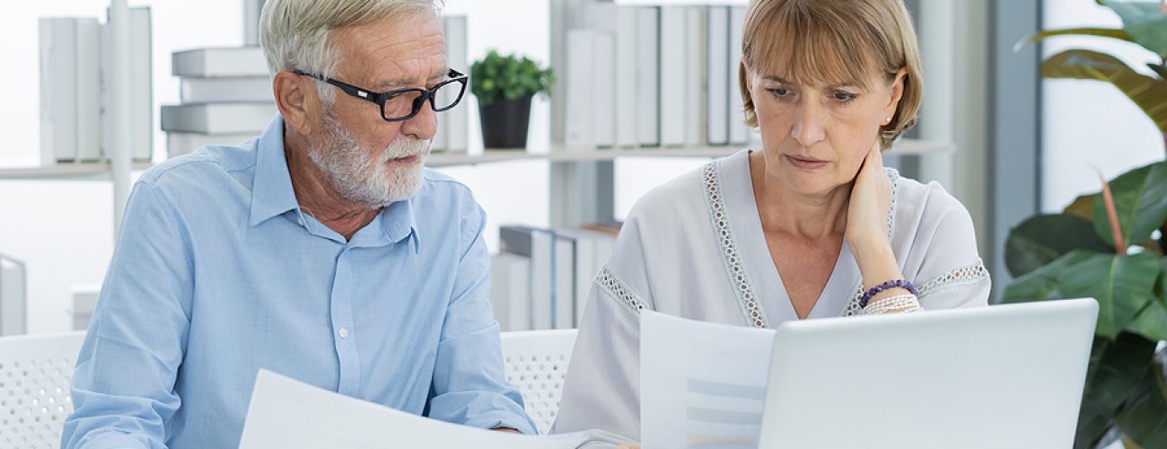 Stressed Husband, Wife Senior Couple Elderly Family, Caucasian M